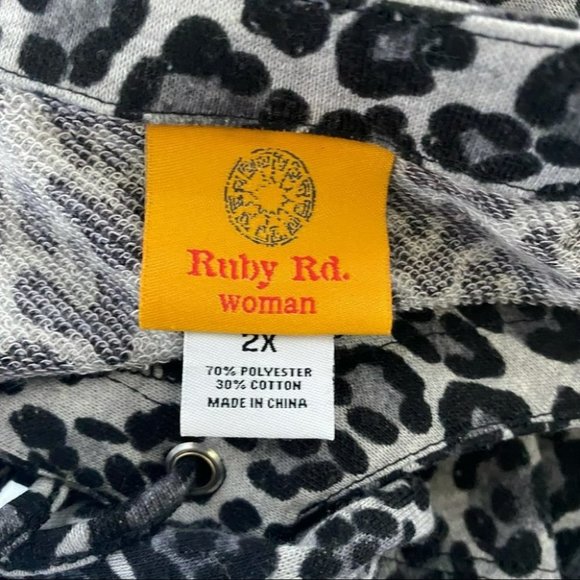 Ruby Rd. Black and Gray Leopard Print Tunic - Picture 6 of 6